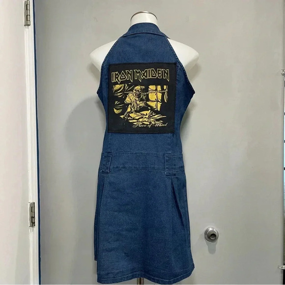 Denim Rocker Dress With Iron Maiden Patch’s Santory Size M - Picture 8 of 12